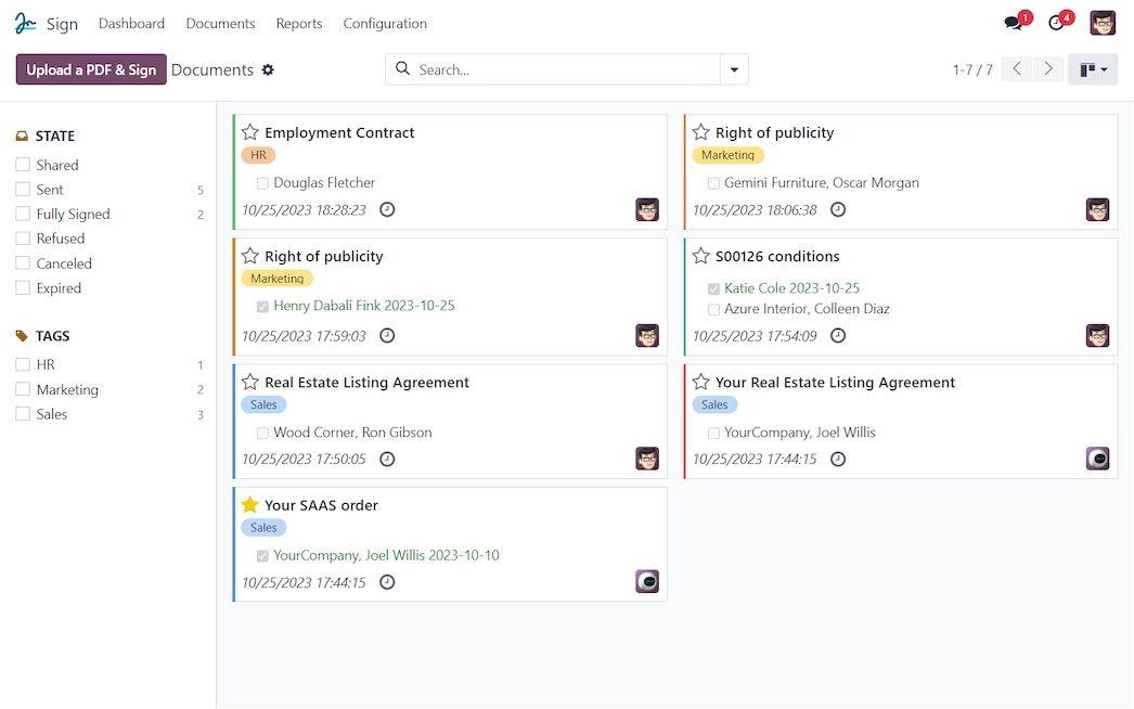 Vista módulo Firma electrónica