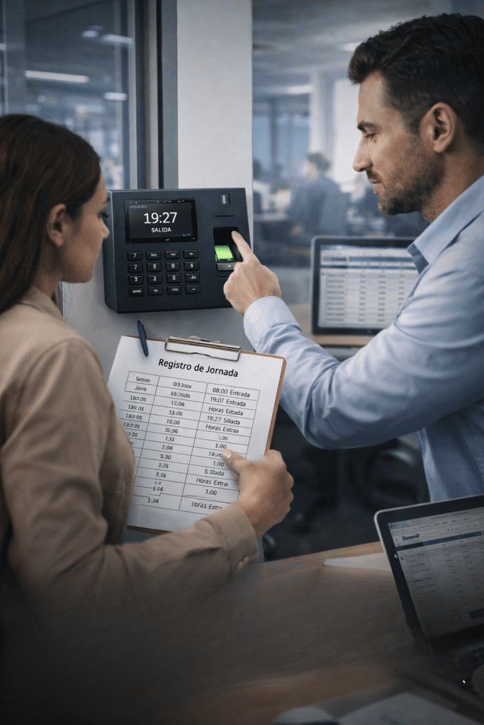 Registro de horas extra en oficina