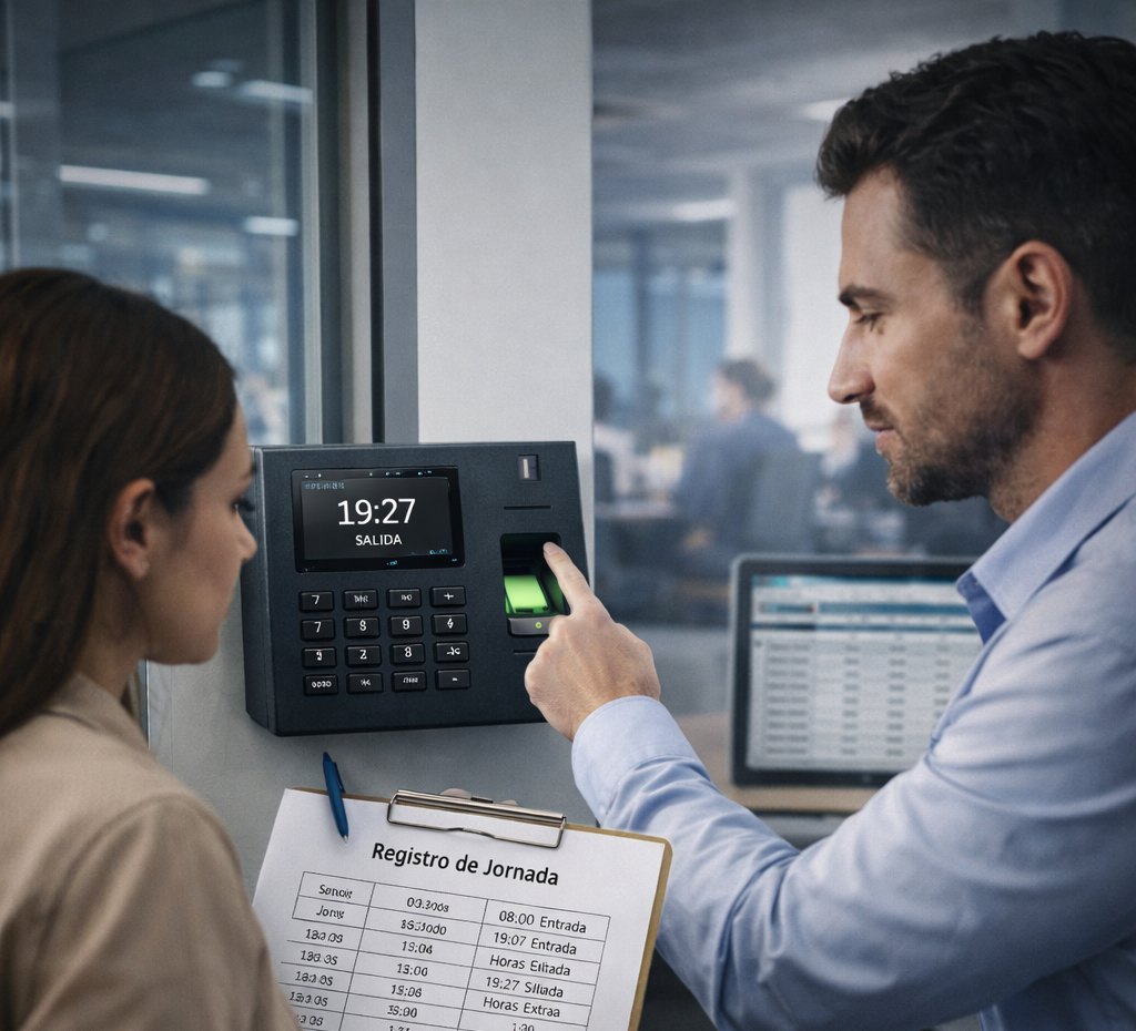 Registro de horas extra en oficina