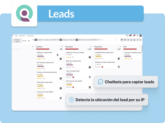 Gestión de leads en Odoo CRM desde el panel de ventas